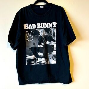 NWOT Men’s 2XL Bad Bunny Black Graphic Tshirt 100% Cotton Band Concert Music